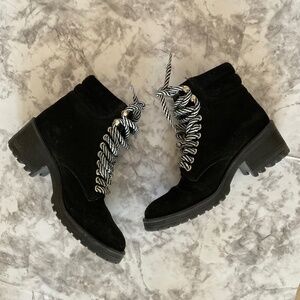 Steve Madden Genny Black Suede Combat Boots